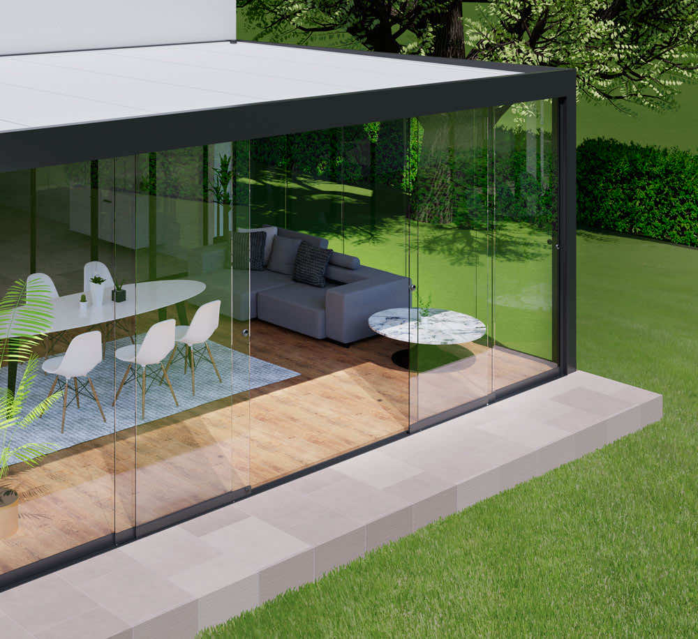 Fixtetős pergola teraszra: üveg, polikarbonát, panel és speciális tetőrendszerek